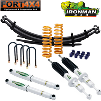 IRONMAN 4X4 - Kit suspension réhausse +40mm Ford Ranger 2011 à 2018 comprend : - 2 Ressorts médium - 2 Lames médium - 4 Amortisseurs Response - 2 Jeux de Brides - 1 Boîte de Bague