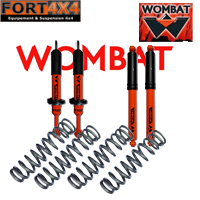 WOMBAT - Kit suspension réhausse Nissan Navara NP300 Double Cab +35mm comprend : 2 Ressorts avant 0/50 kg - 2 ressorts arrière 0/100 kg - 4 Amortisseurs hydrauliques
