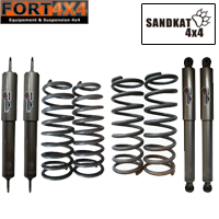SANDKAT 4X4 - Kit suspension réhausse +50mm Nissan Patrol GR Y60 long comprend : paire de ressorts avant +50KG - paire de ressorts arrière +150KG - 4 amortisseurs Nitrogas