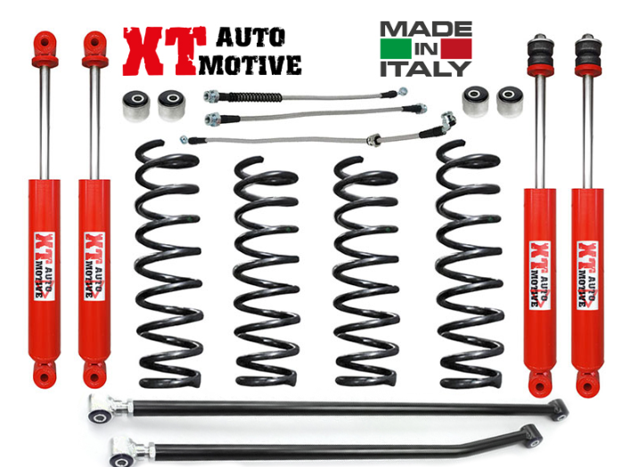 XT-AUTOMOTIVE-KIT DE SURÉLÉVATION COMPLET +7,5 CM POUR SUZUKI JIMNY ESSENCE+ BARRE PANHARD AV ET AR -SB et flexible de freins