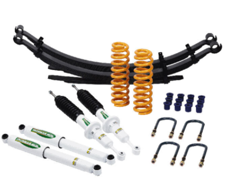 IRONMAN 4X4 - Kit réhausse +40mm Isuzu D-Max N60 comprend : 1 paire de ressorts av - 4 amortisseurs ELITE - 1 paire de lames arr Renforcées - 2 kits de brides - 1 jeu de bagues