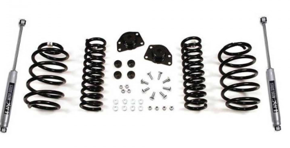 Kit réhausse +2 JK ESSENCE -4 RESSORTS -2 AMORTISSEURS ARRIERE+ 2 CALES AVANT