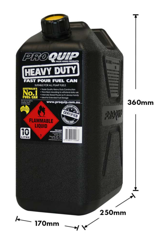 Jerrycan carburant - plastique noir - 10L - avec bec verseur amovible