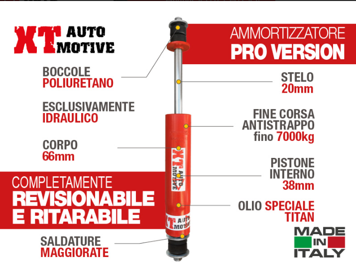 AMORTISSEUR XT AUTOMOTIVE « VERSION PRO » POUR NISSAN PATROL GR Y61 AVANT + 15 cms 