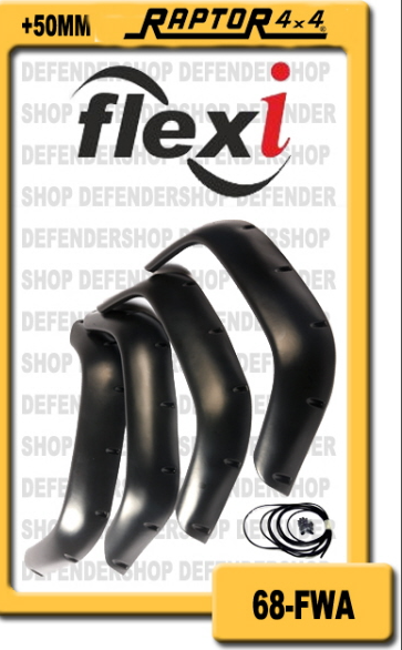 ELARGISSEURS D'AILES FLEXIBLES avant + 5 cms POUR LAND ROVER DEFENDER (2 piéces )