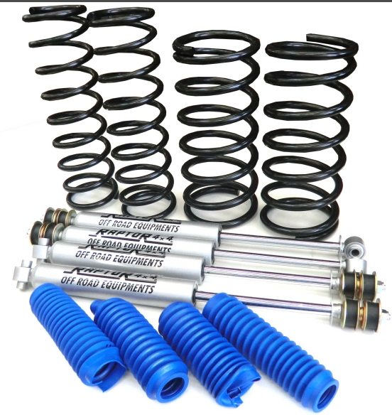 RAPTOR 4X4- KIT SUSPENSION HD + 5 CMS -4 AMORTISSEURS + 4 RESSORTS 