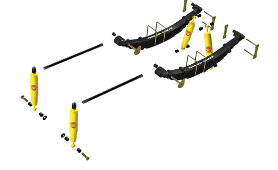 TERRAIN TAMER -KIT SUSPENSION + 40 MM -4 AMORTISSEURS + 2 LAMES +BARRES DE TORSIONS+ BRIDES + JUMELLES + AXES ET SILENT BLOC