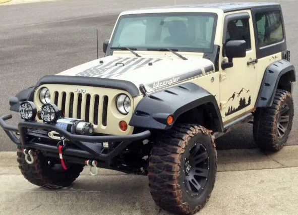 KIT ELARGISSEURS D AILES JEEP WRANGLER JK  (largeur avant 29 cm et arrière 15 cm)