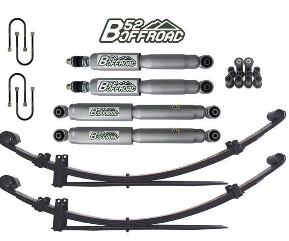 b52 offroad-Kit de suspension+5 cm pour Toyota Hilux de 1997 à 2004-4 amortisseurs- 2 paquets de lames- btides + silents blocs