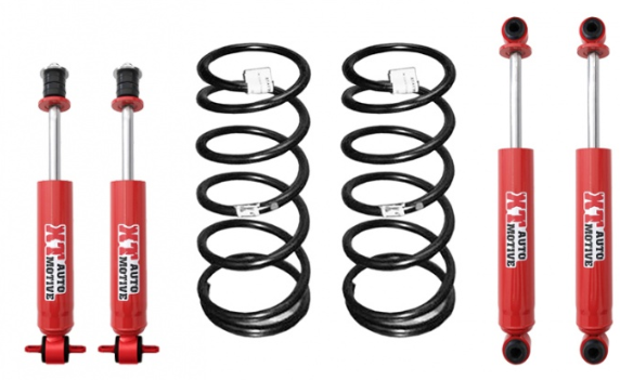 XT AUTOMOTIVE- Kit suspension réhausse +60 mm Hyundai Galloper 3 portes (sans barres torsion) - comprend 2 ressorts arrière médium - 4 amortisseurs Hydrauliques